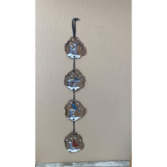 Jane Hull Beasley Bird-Themed Clay Hanging Wall Art Rustic Winter Design NOEL - Picture 1 of 13